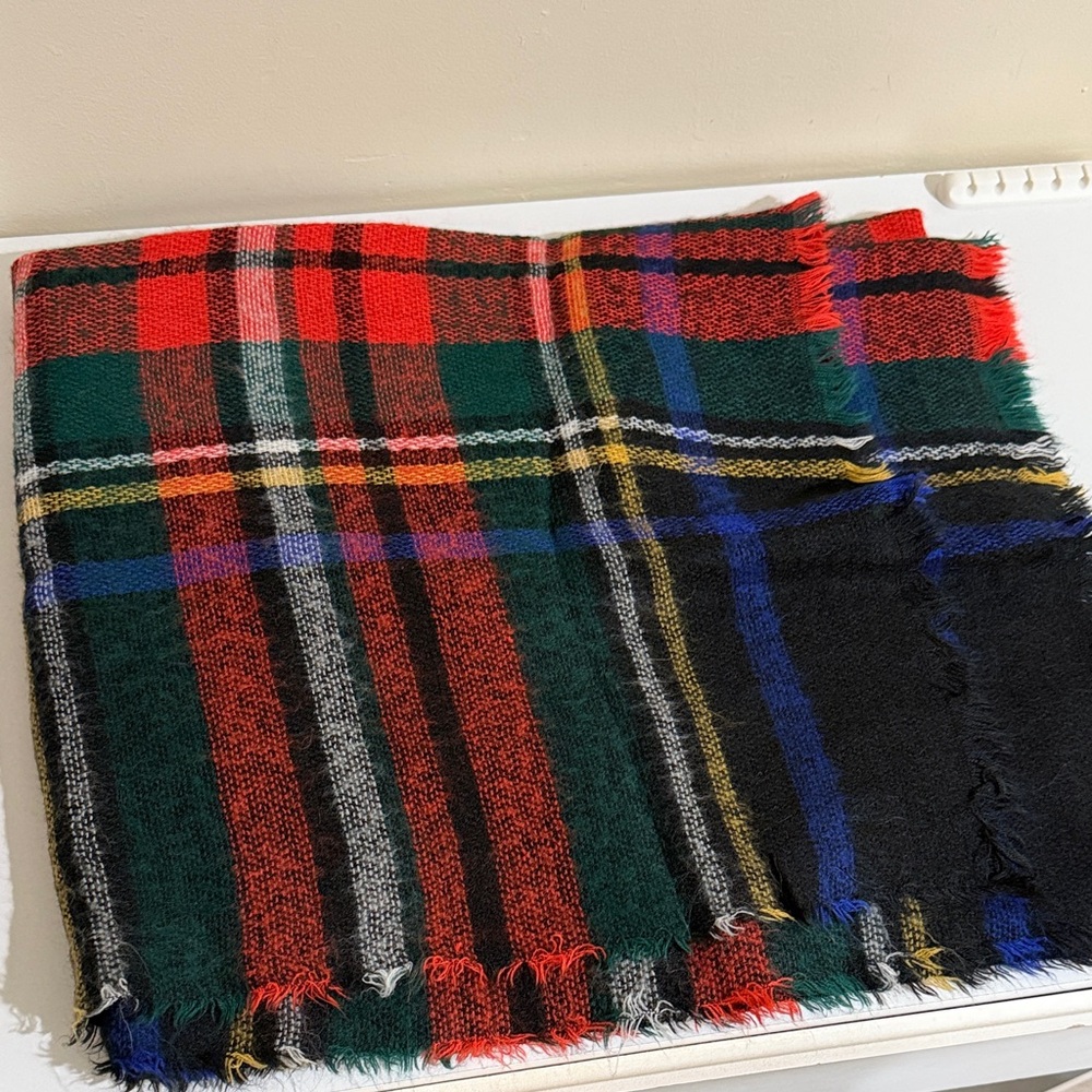 Old Navy Plaid Scarf in Red, Green, and Black